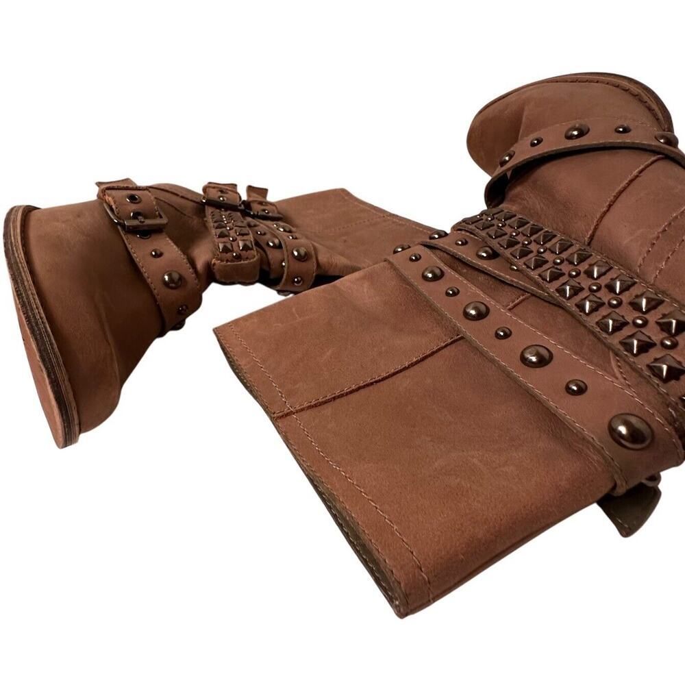 Naughty Monkey Women’s Civil Code Grey Leather Studded Buckle Boots Sz. 8 - Picture 10 of 11